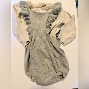 GAP Light Gray and Cream Knit Baby One-Piece
